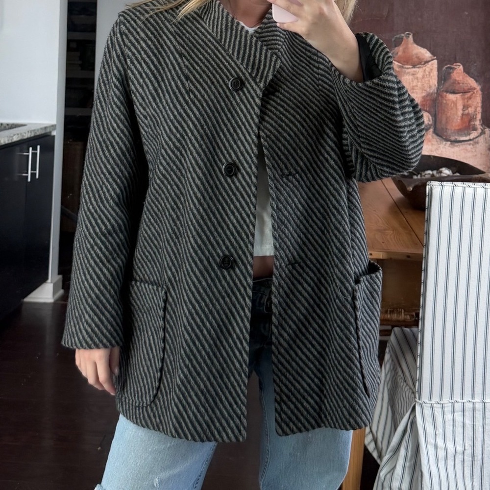 Vintage Grey Striped Wool Jacket‎